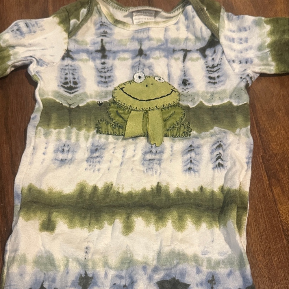 Green and White Tie-Dye Frog Onesie
